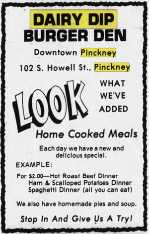 Dairy Dip Drive-In (Dairy Dip Burger Den) - Jan 1976 Ad (newer photo)